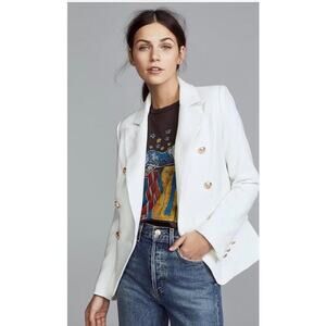 Lioness White Palermo Double Breasted Jacket with Gold Buttons. Size S.